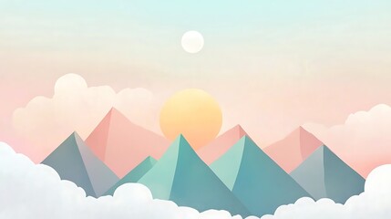 Pastel mountainscape at sunrise. (2)