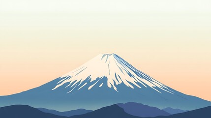Fototapeta premium Serene sunrise over snow-capped Mount Fuji.
