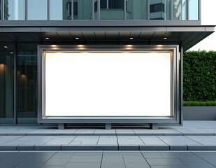 Fototapeta premium Outdoor Billboard Advertisement Mockup with Urban City Building Background for Marketing and Branding Presentation 