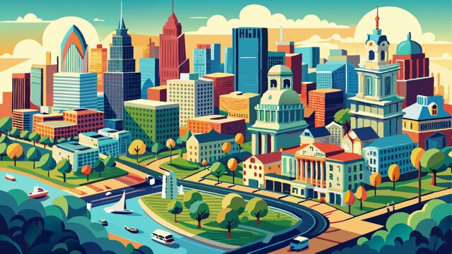 The city of Philadelphia is shown from above