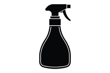 Plastic Spray Bottle, Hygiene Cleaning. Flat Vector Icon illustration. Simple black symbol on white background. Plastic Spray Bottle Hygiene Cleaning sign design template for web and mobile UI element
