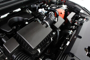 Fototapeta premium Close up detail of car engine. Maintenance car repair automotive concept. Transportations concept.