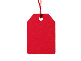 Blank red tag for sale promotions and gift labeling needs on a transparent background, cut out