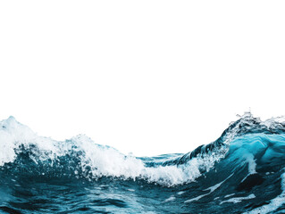 Majestic ocean waves crashing on shore during bright daylight on a transparent background, cut out