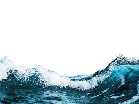 Majestic ocean waves crashing on shore during bright daylight on a transparent background, cut out - Powered by Adobe