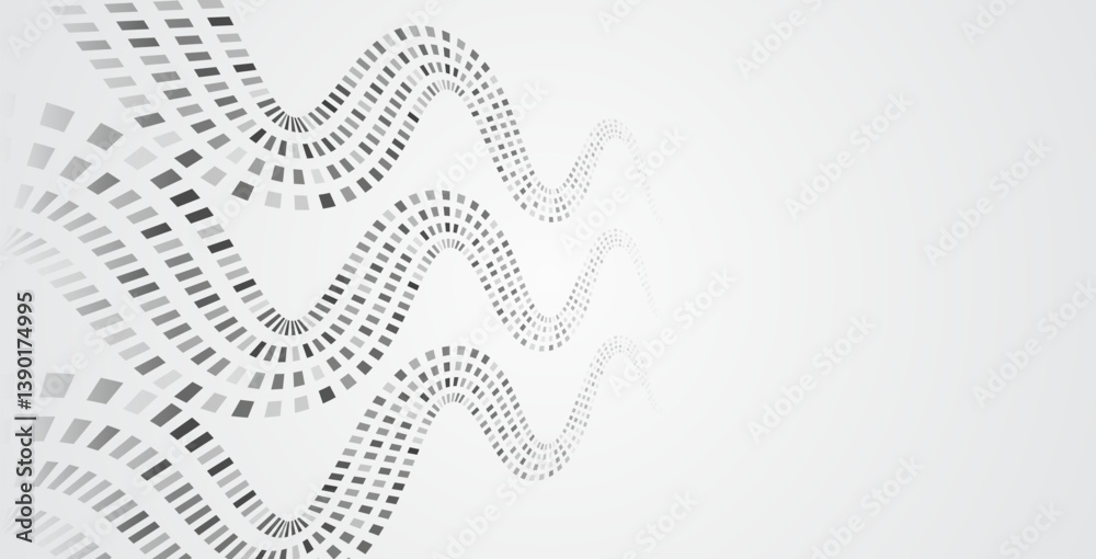 Poster Abstract futuristic background with smooth wavy lines and glowing elements. Elegant grey gradient creates a technological, digital and innovative atmosphere. Great for design banner, presentation.