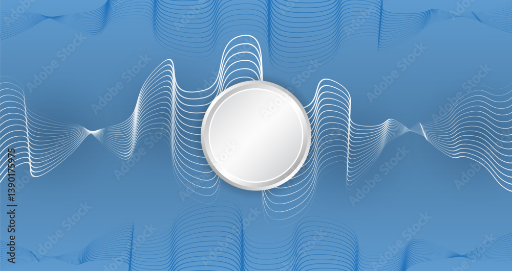 Fototapete Great for design banner, presentation. Abstract futuristic background with smooth wavy lines and glowing elements. Elegant blue gradient creates a technological, digital and innovative atmosphere.