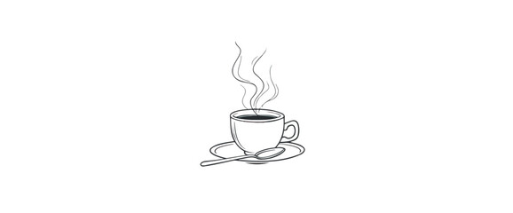 steaming cup of coffee on a saucer with a spoon