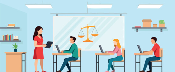 woman sharing document with colleagues in a modern office setting