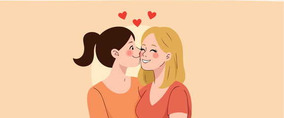 woman gently kisses another woman's cheek conveying care and affection