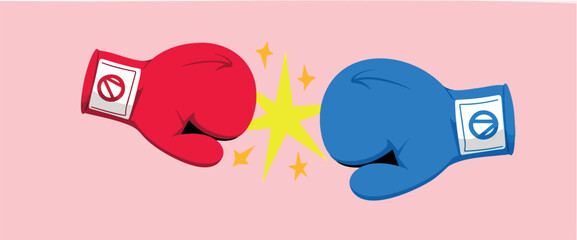 clash of two boxing gloves in a dynamic collision