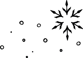 simple black and white snowflake with snow