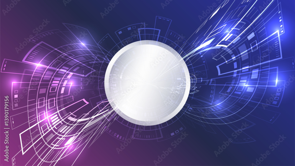 Aufkleber Modern high-tech background for presentations and websites. Abstract background with glowing dynamic lines. Futuristic blue stripes with circles.