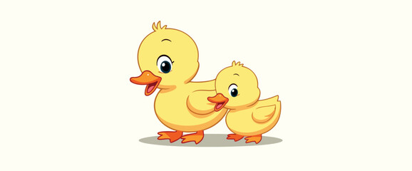 two adorable yellow ducklings in a playful
