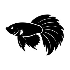 betta fish icon, betta fish line art - simple line art of betta fish, perfect for betta fish logos and icons