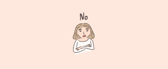 of a woman expressing refusal or disagreement