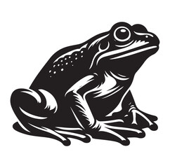 Frog silhouette jumping, climbing a plan, line art vector.