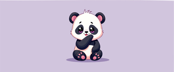 adorable baby panda sitting shyly