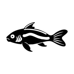 siamese algae eater fish icon, siamese algae eater fish line art - simple line art of siamese algae eater fish, perfect for siamese algae eater fish logos and icons