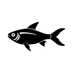 rummy nose tetra fish icon, rummy nose tetra fish line art - simple line art of rummy nose tetra fish, perfect for rummy nose tetra fish logos and icons