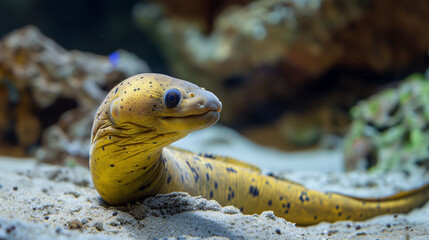 spot garden eel in aquarium sand 