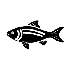 zebra danio fish icon, zebra danio fish line art - simple line art of zebra danio fish, perfect for zebra danio fish logos and icons
