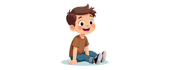 cheerful young boy sitting and smiling