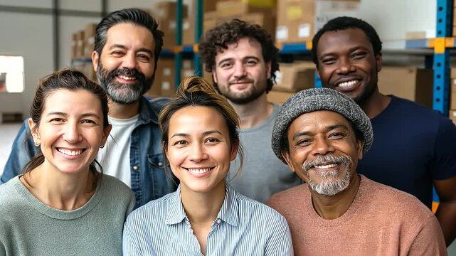 Diverse group of passionate charity volunteers working together.