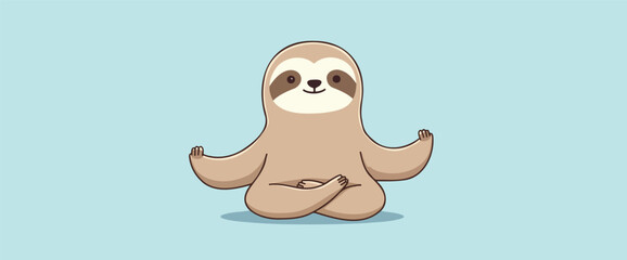 cute sloth meditating in a peaceful yoga pose