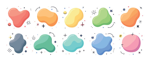 ten colorful abstract blobs: a playful and vibrant element collection