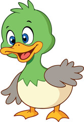 cheerful cartoon duckling with bright eyes and playful pose