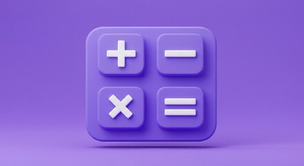 A playful purple calculator app icon, symbolizing simple calculations and user-friendly financial tools, against a solid lavender background.