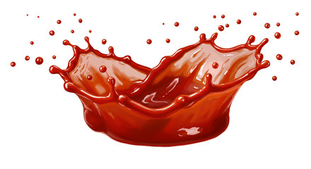 A vibrant splash of rich, red liquid exploding in a dynamic burst against a stark white background.