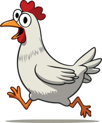 cartoon hen running joyfully