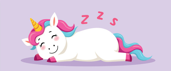 charming unicorn lying down peacefully sleeping