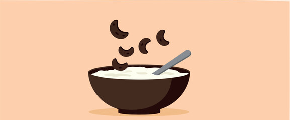 dark cereal into creamy porridge in brown bowl