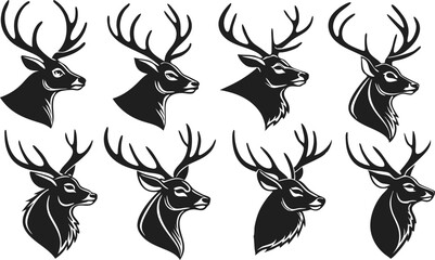 Obraz premium Set of Deer Vector illustration silhouette image 