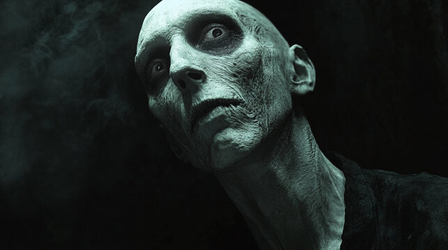 Painting gaunt pale man zombie hollow eyes skull ghost monster scary horror