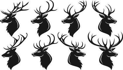Set of Deer Vector illustration silhouette image 