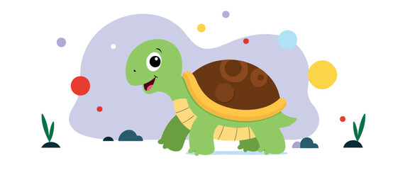 cheerful cartoon turtle