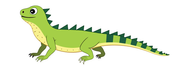 cheerful cartoon green iguana