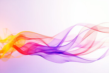 Abstract colorful flowing wave shapes in purple, pink, and yellow tones on a light gradient background concept in modern digital art style.
