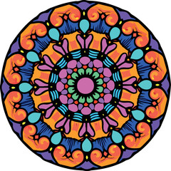vibrant circular mandala with intricate and bold colors