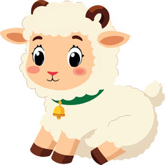 adorable fluffy lamb sitting peacefully