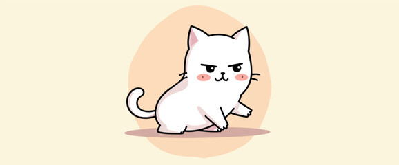 cute grumpy white cat