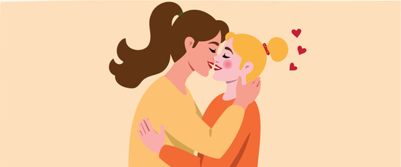 two women sharing a tender kiss expressing warmth and affection