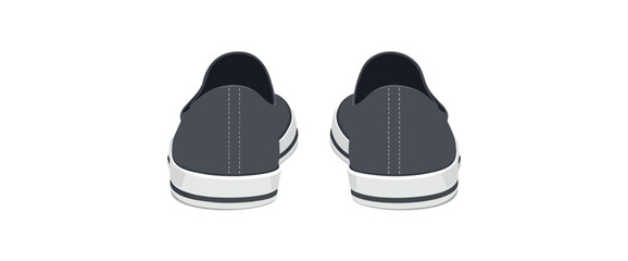 rear view of a pair of dark grey casual slip-on sneakers