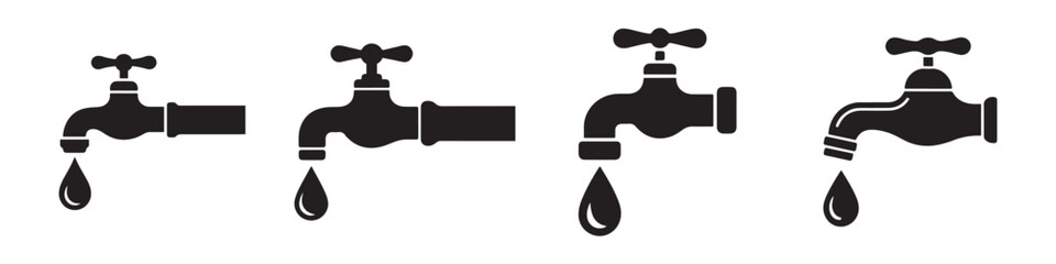 Tap with drop of water icon. Faucet silhouette. Vector file eps 10