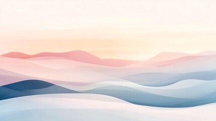 Pastel sunrise over soft, wavy mountains.
