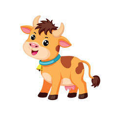 Fototapeta premium cheerful calf with brown spots in a charming
